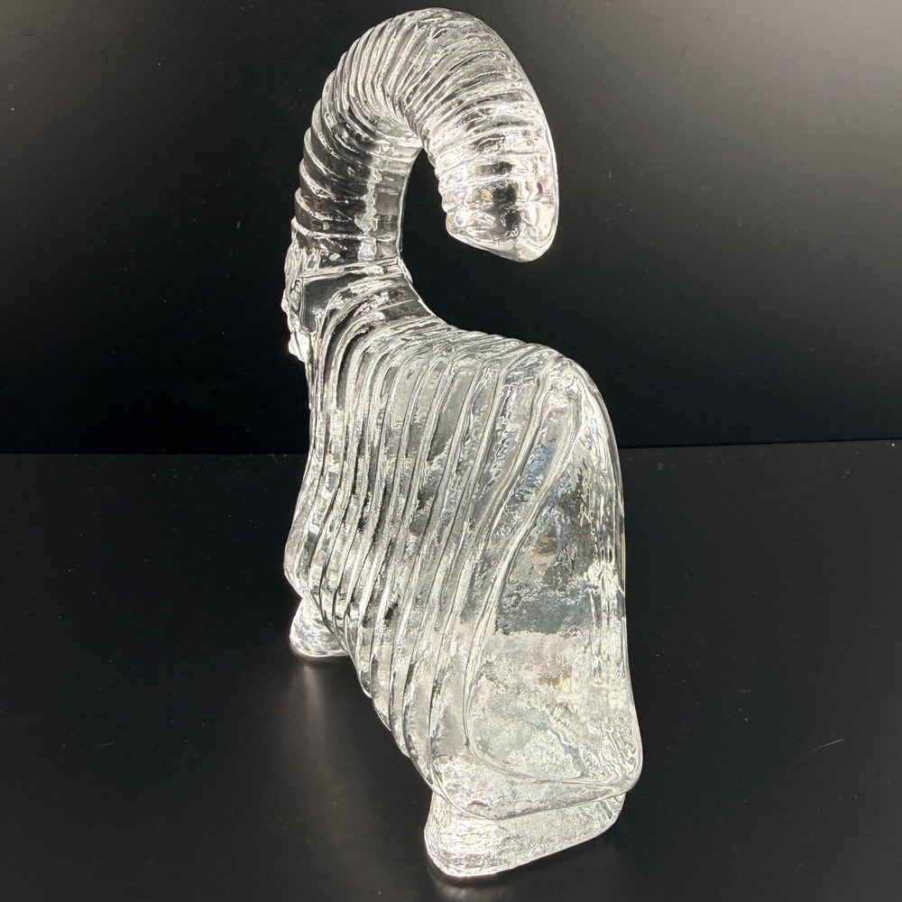Erik Hoglund Boda Sweden Glass Ram Sculpture Julbock Yule Goat Figurine 6.5" - Picture 5 of 9